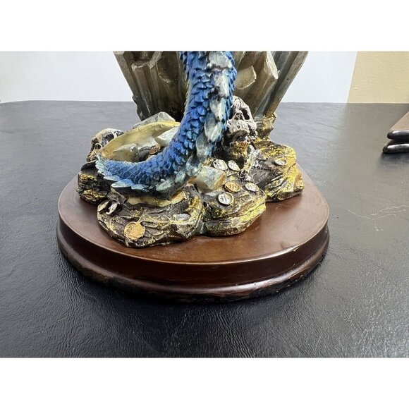 Magic Mystical Blue Dragon Climbing on Crystal Rock Collectible 14" Figurine - Picture 8 of 16